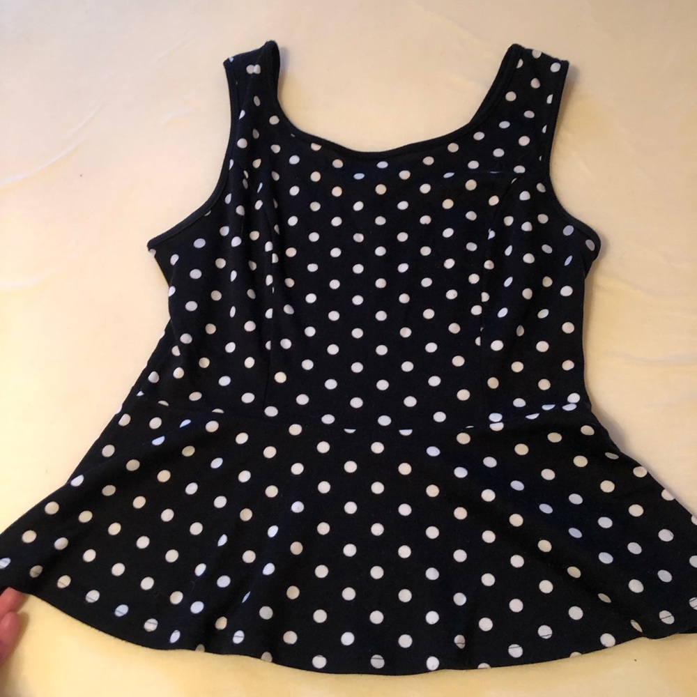 Black and White Polka Dot Peplum Top